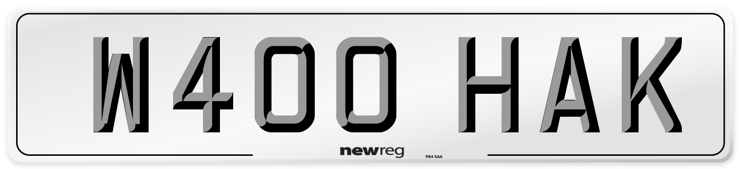 W400 HAK Number Plate from New Reg